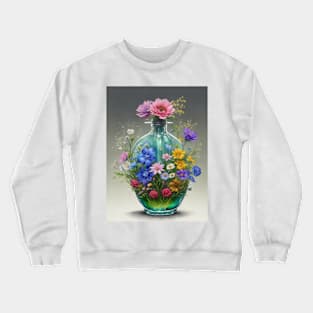 Glass bottle with flowers Crewneck Sweatshirt